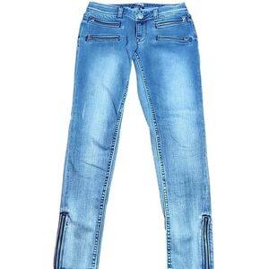 Bebock‎ for Express Women Blue Wash Zipper Detail Ankle Zip Jeans 4 Y2K